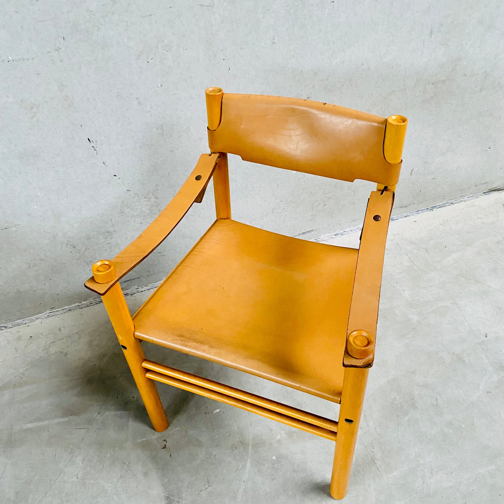 LEATHER SAFARI CHAIR SEDIE IBISCO, ITALY 1970S