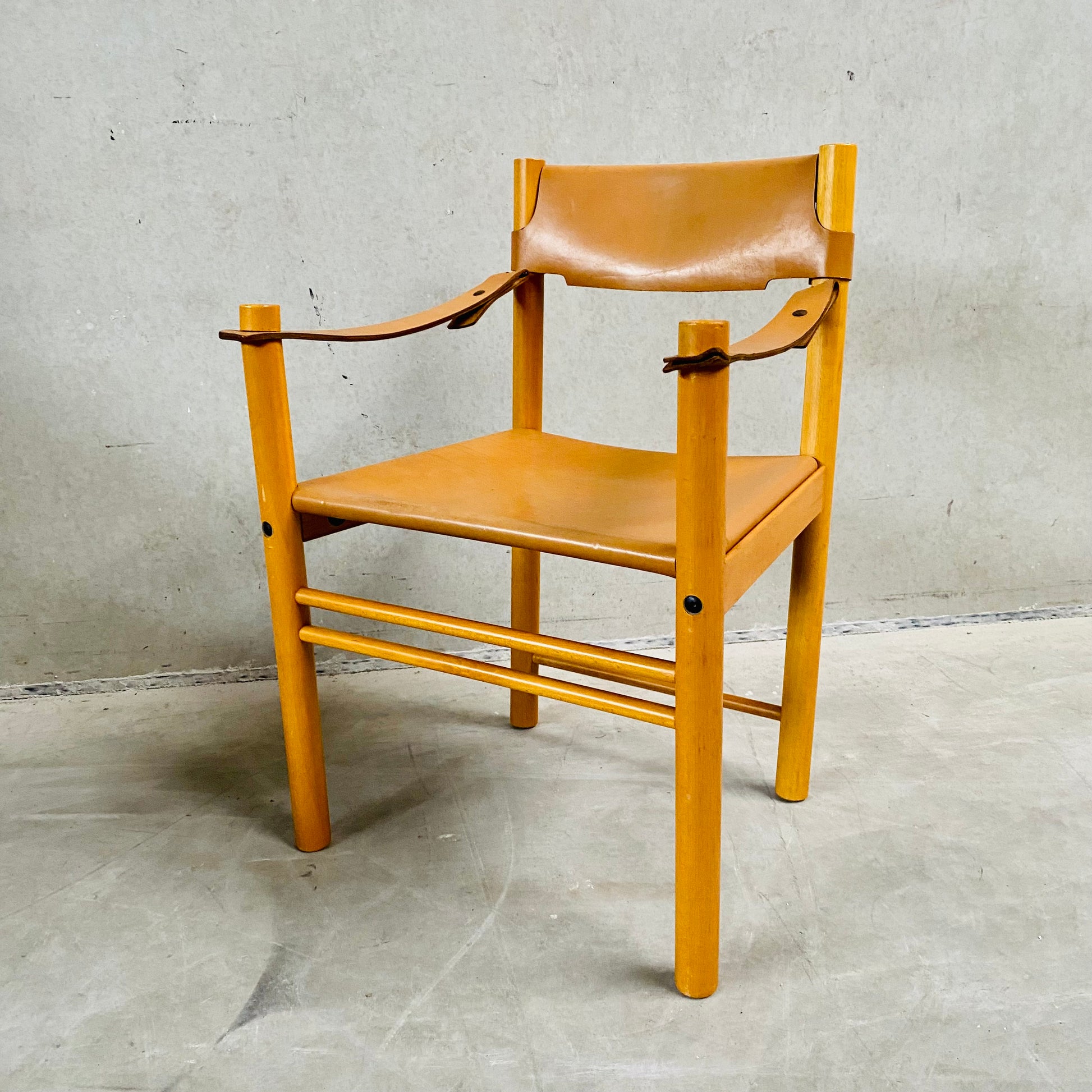LEATHER SAFARI CHAIR SEDIE IBISCO, ITALY 1970S