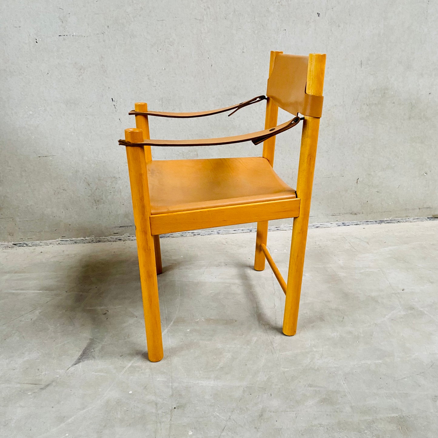 LEATHER SAFARI CHAIR SEDIE IBISCO, ITALY 1970S