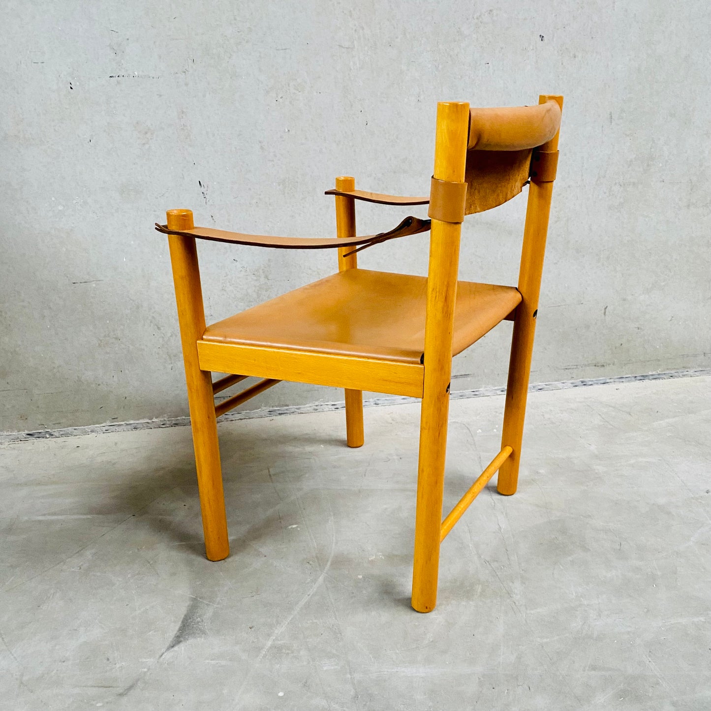 LEATHER SAFARI CHAIR SEDIE IBISCO, ITALY 1970S