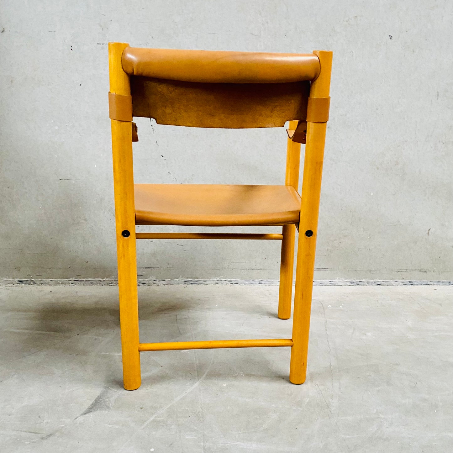 LEATHER SAFARI CHAIR SEDIE IBISCO, ITALY 1970S