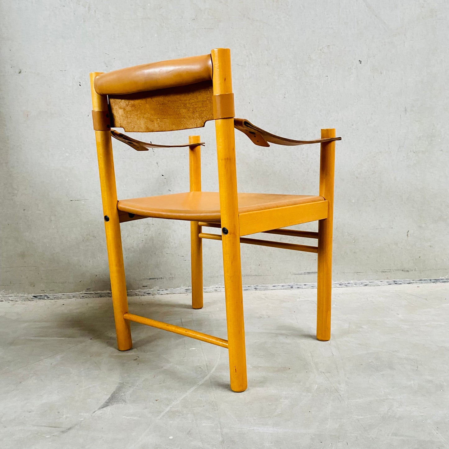 LEATHER SAFARI CHAIR SEDIE IBISCO, ITALY 1970S