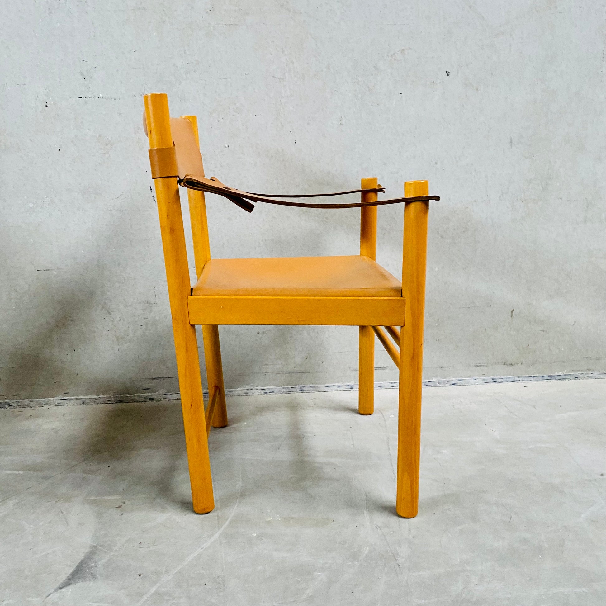 LEATHER SAFARI CHAIR SEDIE IBISCO, ITALY 1970S