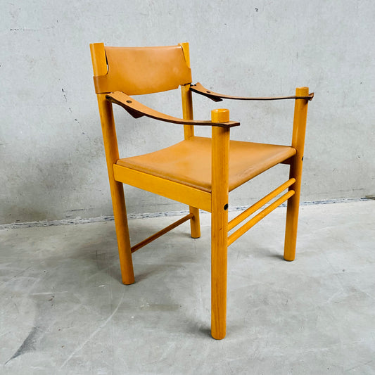 LEATHER SAFARI CHAIR SEDIE IBISCO, ITALY 1970S