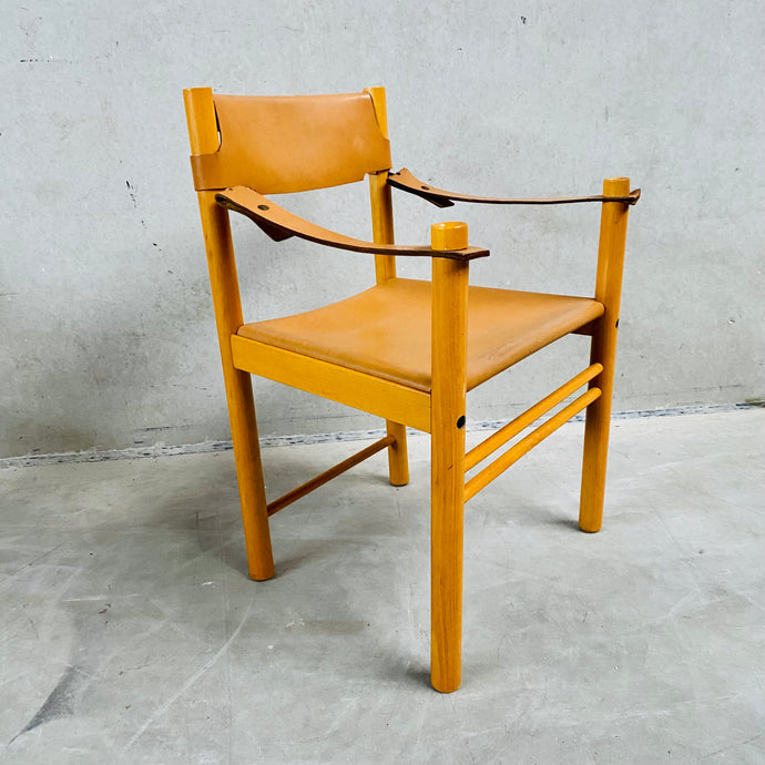 LEATHER SAFARI CHAIR SEDIE IBISCO, ITALY 1970S