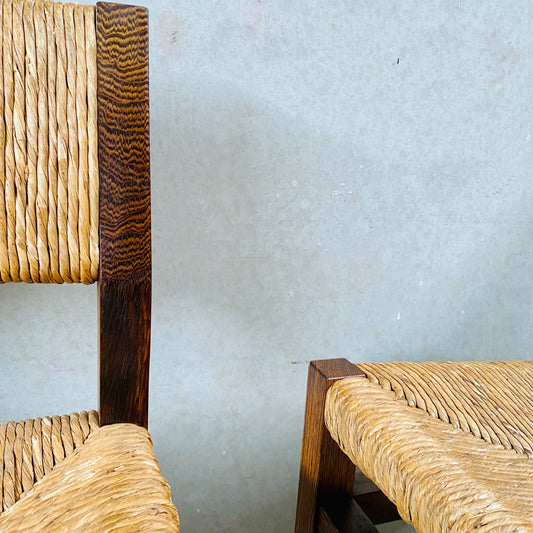 4 chaises de salle à manger « se82 » en wengé et osier, conçues par Martin Visser et Walter Antonis pour « t Spectrum », Pays-Bas, 1960