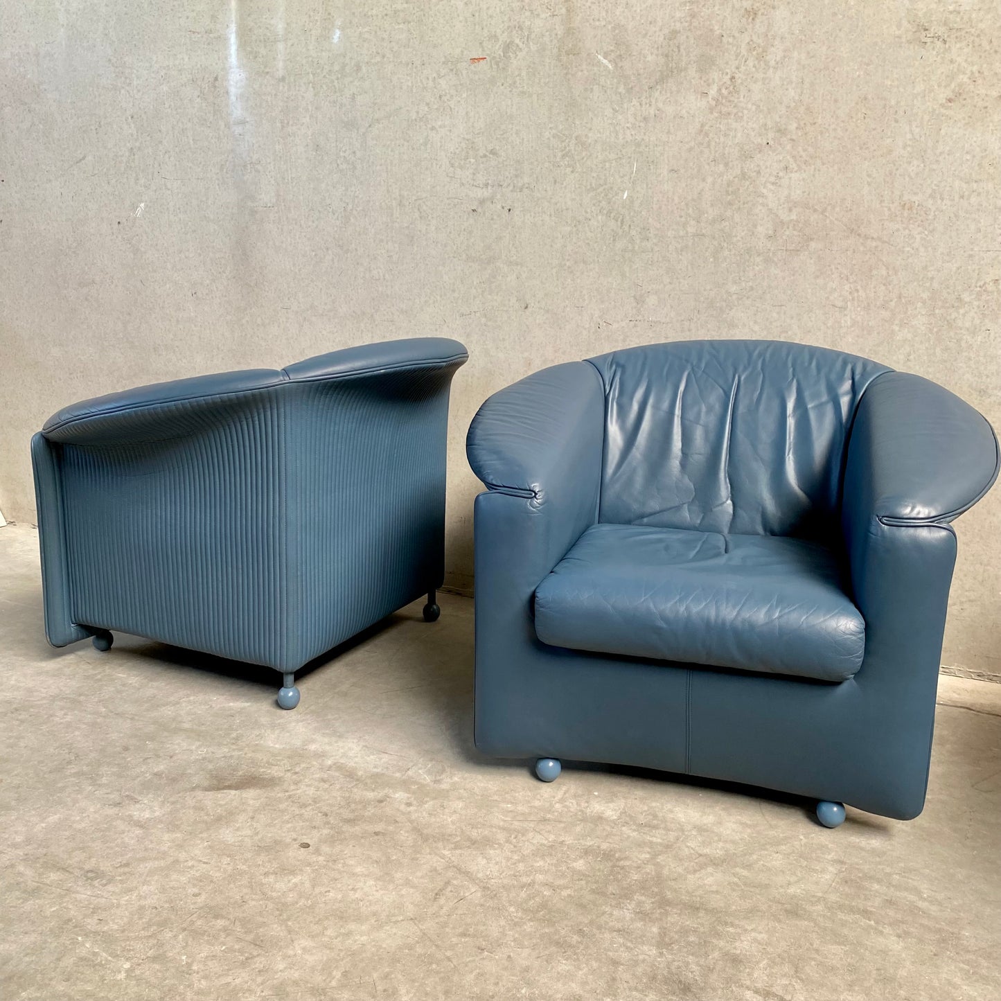 SET OF 2 LEATHER ARM CHAIRS BY PAOLO PIVA FOR WITTMANN, AUSTRIA 1980S