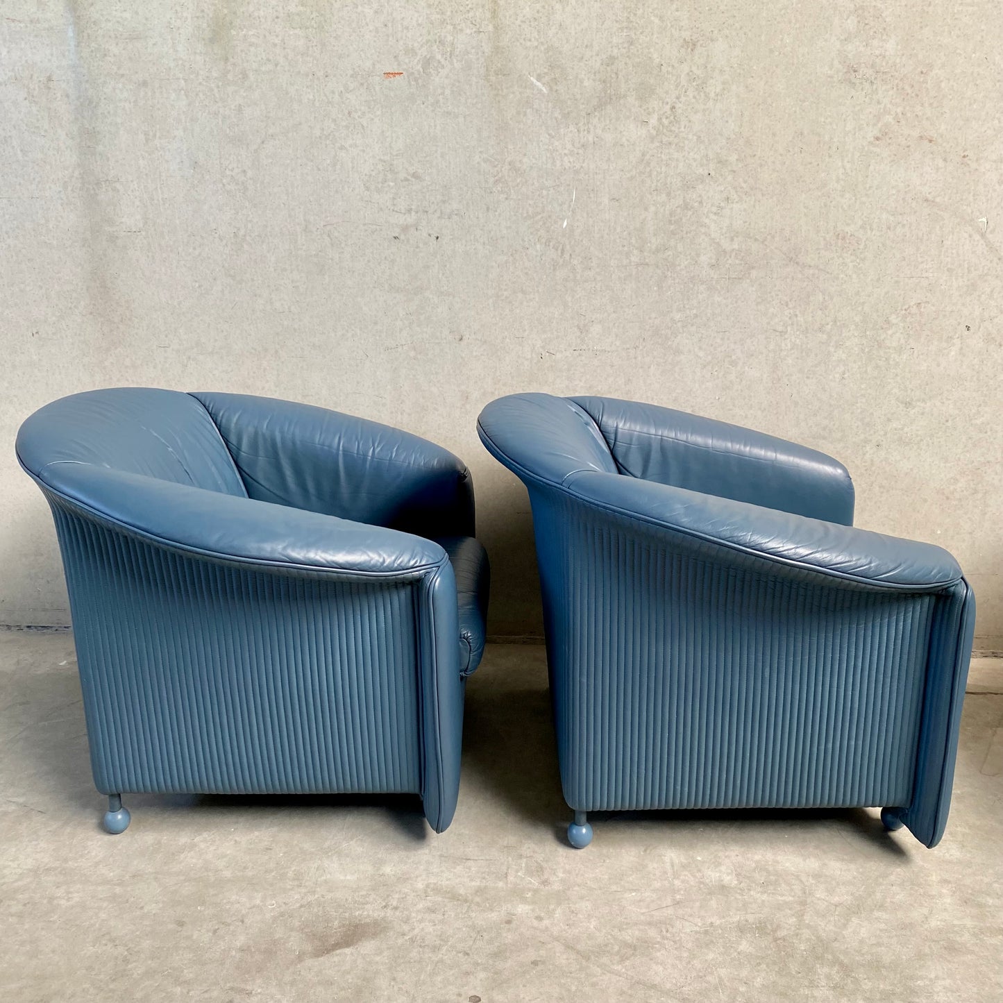SET OF 2 LEATHER ARM CHAIRS BY PAOLO PIVA FOR WITTMANN, AUSTRIA 1980S