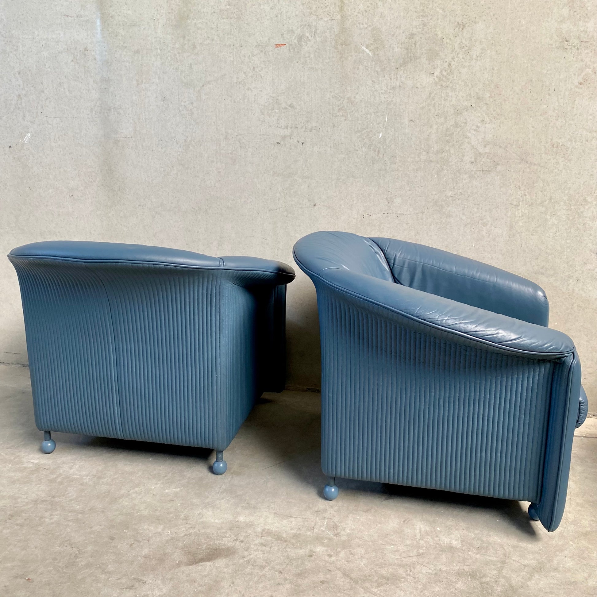 SET OF 2 LEATHER ARM CHAIRS BY PAOLO PIVA FOR WITTMANN, AUSTRIA 1980S