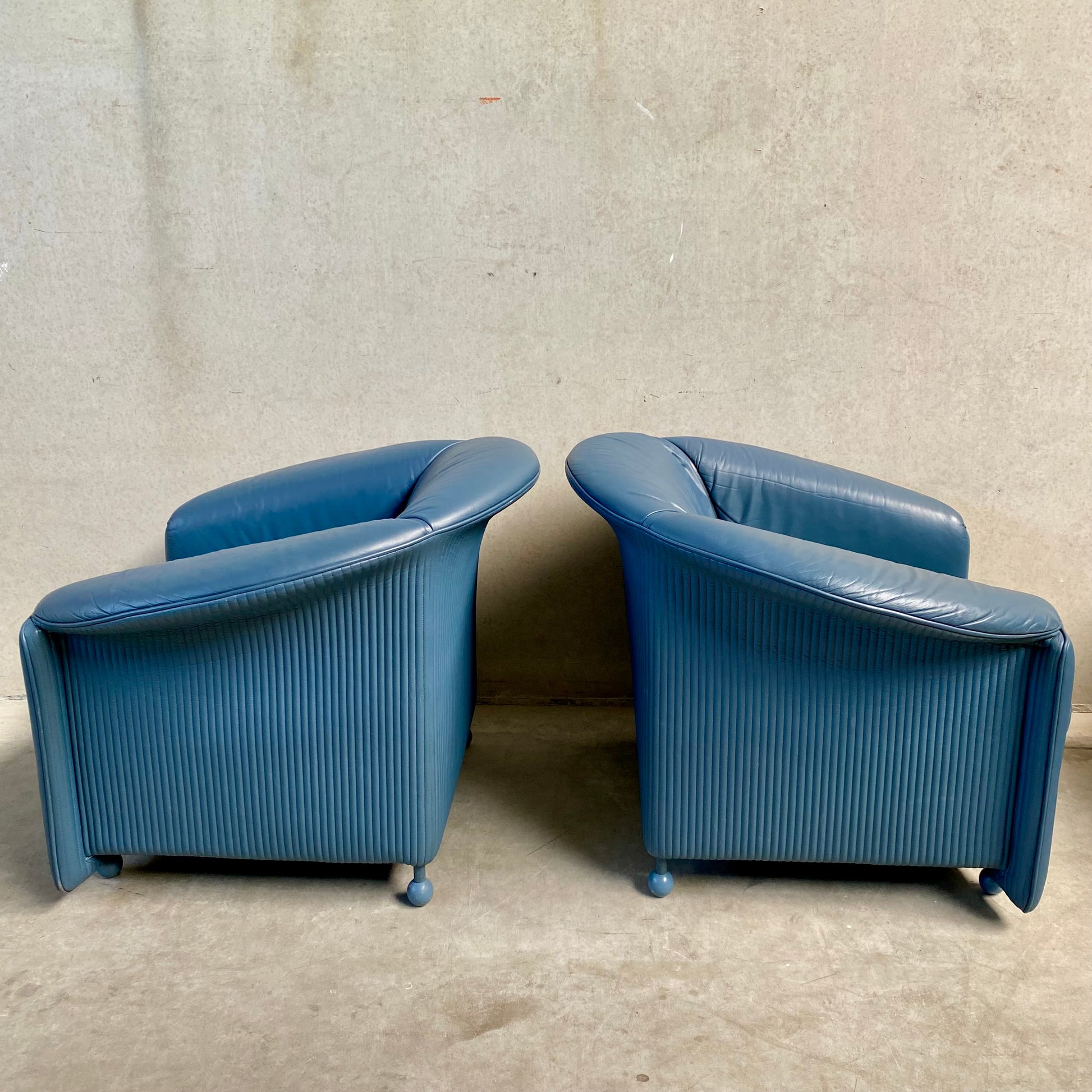 SET OF 2 LEATHER ARM CHAIRS BY PAOLO PIVA FOR WITTMANN, AUSTRIA 1980S