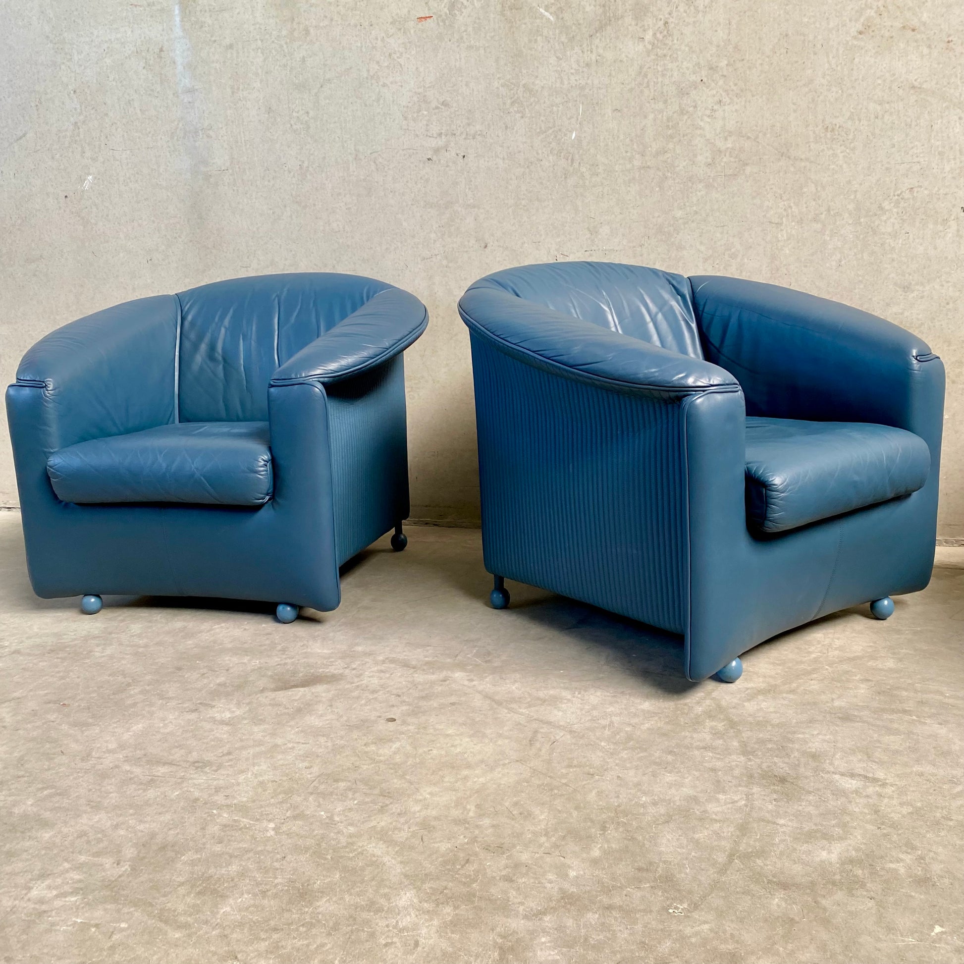 SET OF 2 LEATHER ARM CHAIRS BY PAOLO PIVA FOR WITTMANN, AUSTRIA 1980S