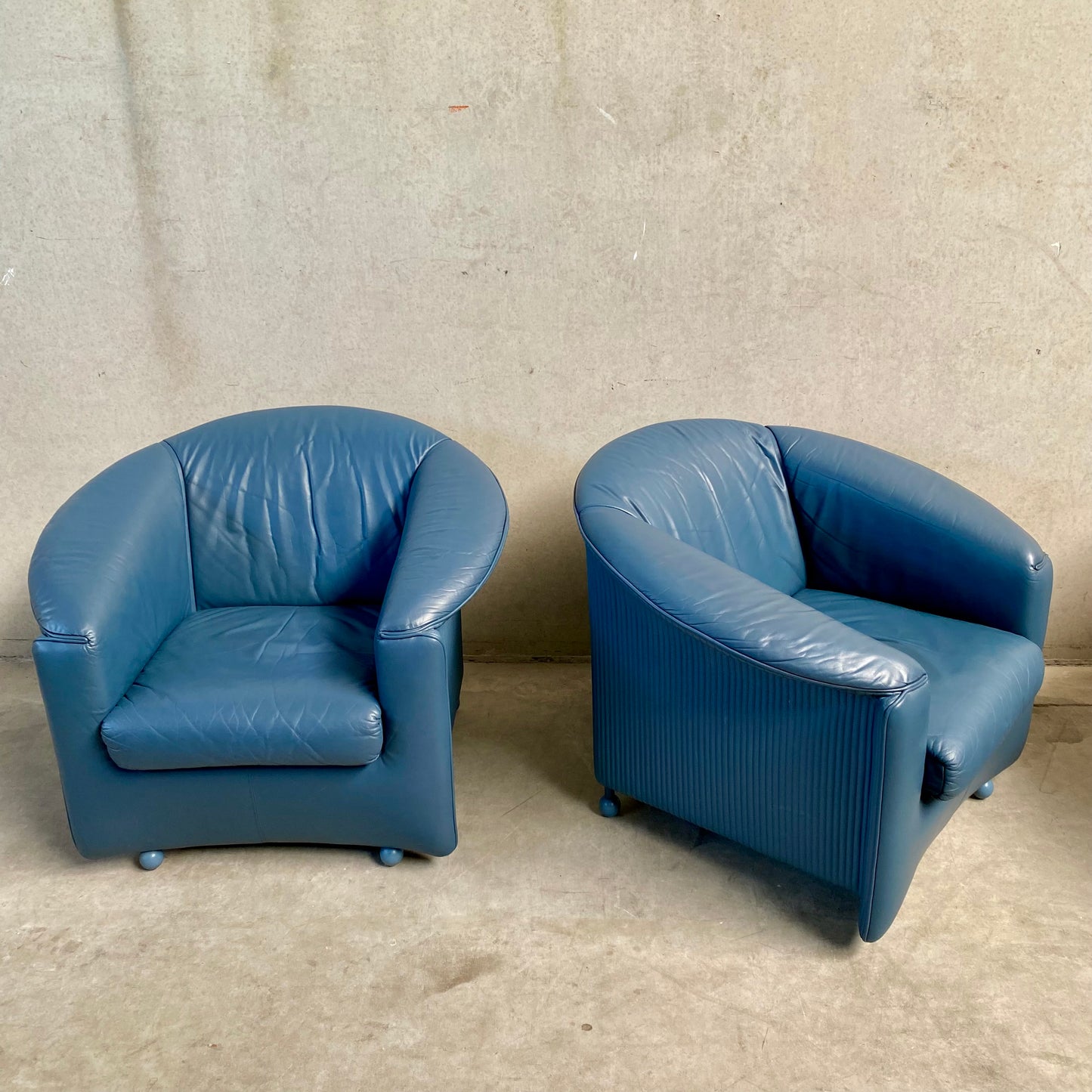 SET OF 2 LEATHER ARM CHAIRS BY PAOLO PIVA FOR WITTMANN, AUSTRIA 1980S
