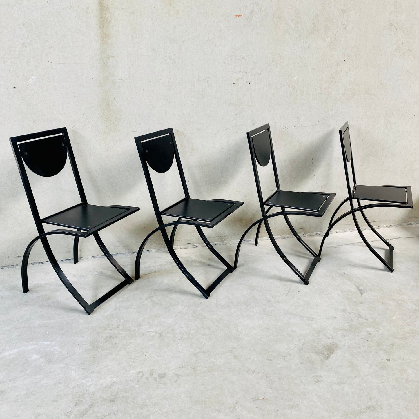 SET OF 4 BLACK SMOKED OAK 'SINUS' DINING CHAIRS BY KARL-FRIEDRICH FÖRSTER FOR KFF, GERMANY 1984