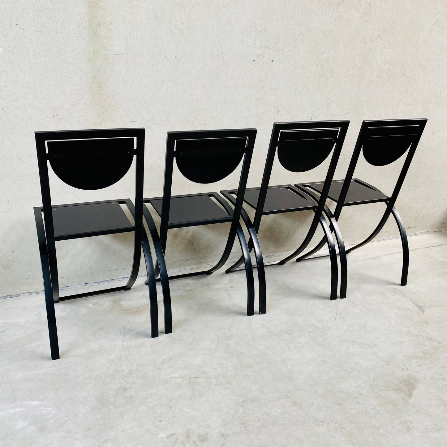 SET OF 4 BLACK SMOKED OAK 'SINUS' DINING CHAIRS BY KARL-FRIEDRICH FÖRSTER FOR KFF, GERMANY 1984