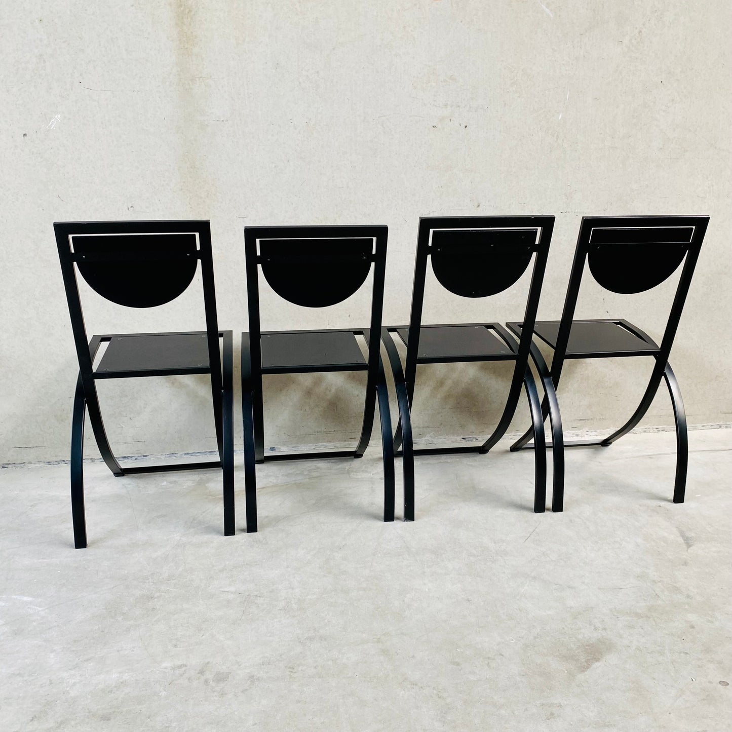 SET OF 4 BLACK SMOKED OAK 'SINUS' DINING CHAIRS BY KARL-FRIEDRICH FÖRSTER FOR KFF, GERMANY 1984
