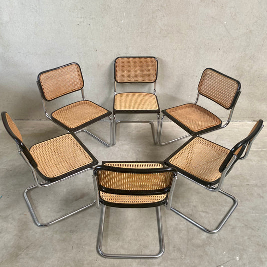 Satz von 6 Esszimmerstühlen B32 "Cesca" von Marcel Breuer für Gavina Knoll, Italien 1963