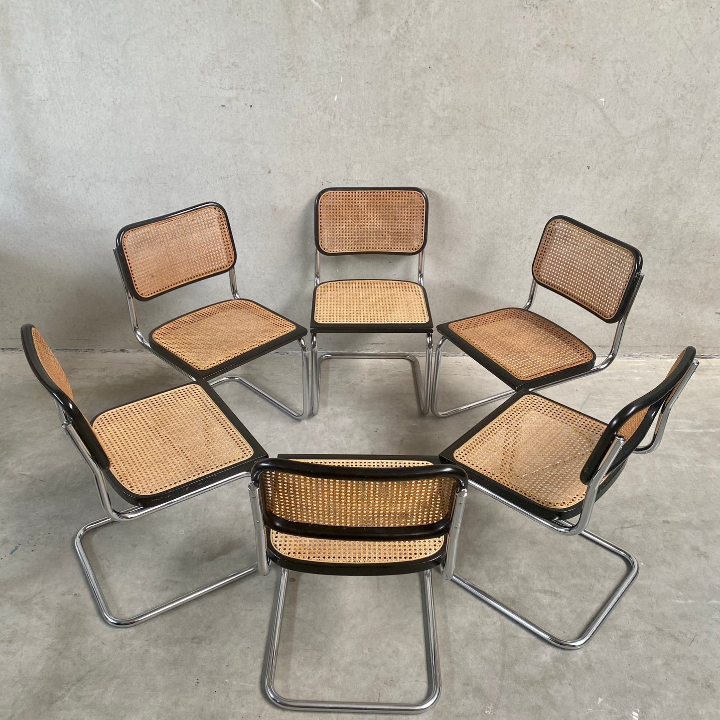 Satz von 6 Esszimmerstühlen B32 "Cesca" von Marcel Breuer für Gavina Knoll, Italien 1963