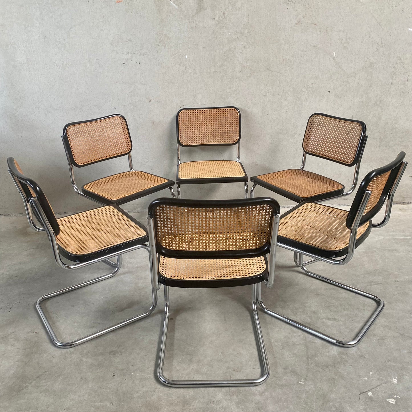 Satz von 6 Esszimmerstühlen B32 "Cesca" von Marcel Breuer für Gavina Knoll, Italien 1963
