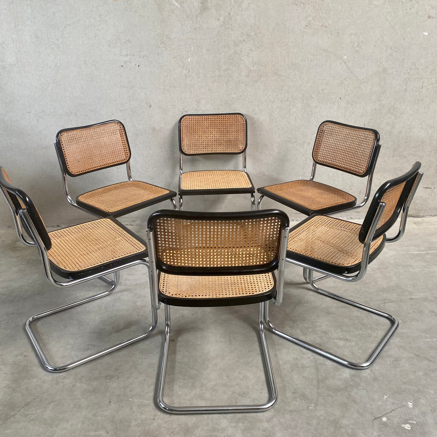 Satz von 6 Esszimmerstühlen B32 "Cesca" von Marcel Breuer für Gavina Knoll, Italien 1963
