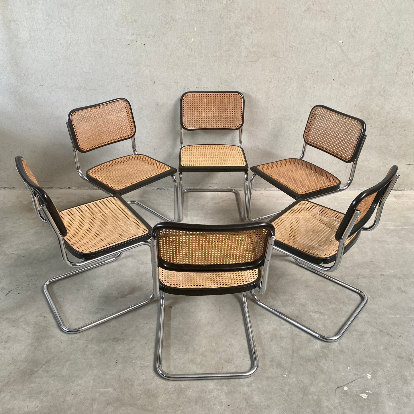 Satz von 6 Esszimmerstühlen B32 "Cesca" von Marcel Breuer für Gavina Knoll, Italien 1963