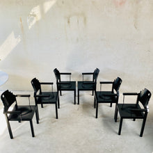 Load image into Gallery viewer, Set of 6 Memphis Style, Black Laquered Dining Chairs by Gebr. Thonet for Thonet Vienna, Austria 1980
