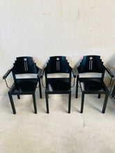 Load image into Gallery viewer, Set of 6 Memphis Style, Black Laquered Dining Chairs by Gebr. Thonet for Thonet Vienna, Austria 1980
