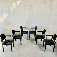 Load image into Gallery viewer, Set of 6 Memphis Style, Black Laquered Dining Chairs by Gebr. Thonet for Thonet Vienna, Austria 1980
