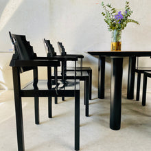 Load image into Gallery viewer, Set of 6 Memphis Style, Black Laquered Dining Chairs by Gebr. Thonet for Thonet Vienna, Austria 1980
