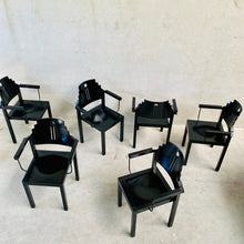 Load image into Gallery viewer, Set of 6 Memphis Style, Black Laquered Dining Chairs by Gebr. Thonet for Thonet Vienna, Austria 1980

