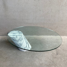 Load image into Gallery viewer, SOLID ITALIAN CARRARA MARBLE WITH GLASS COFFEE TABLE BY TEAM FORM AG FOR RONALD SCHMITT, GERMANY 1970S
