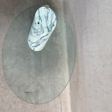 Load image into Gallery viewer, SOLID ITALIAN CARRARA MARBLE WITH GLASS COFFEE TABLE BY TEAM FORM AG FOR RONALD SCHMITT, GERMANY 1970S
