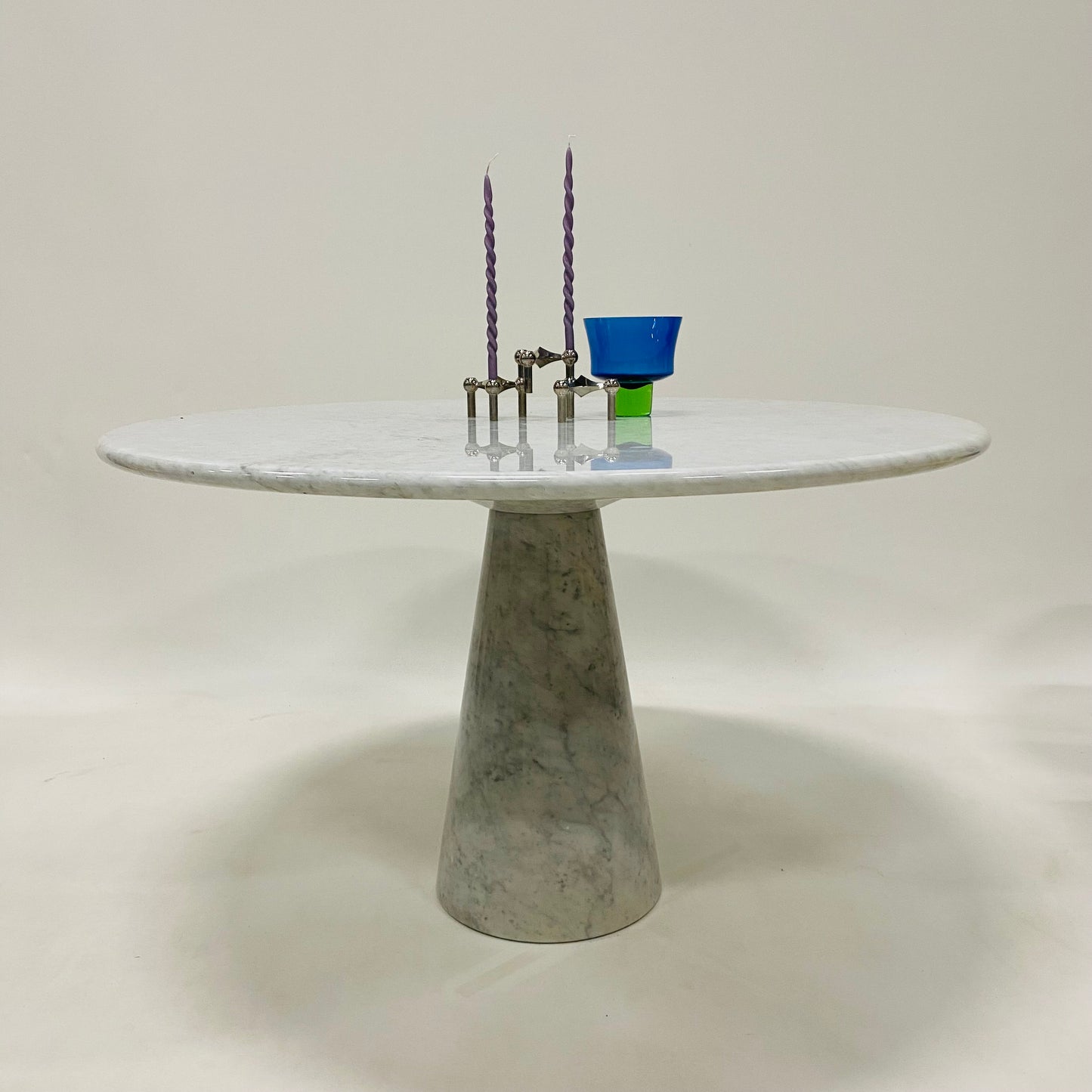 CARRARA MARBLE DINING TABLE BY ANGELO MANGIAROTTI, ITALY 1970S