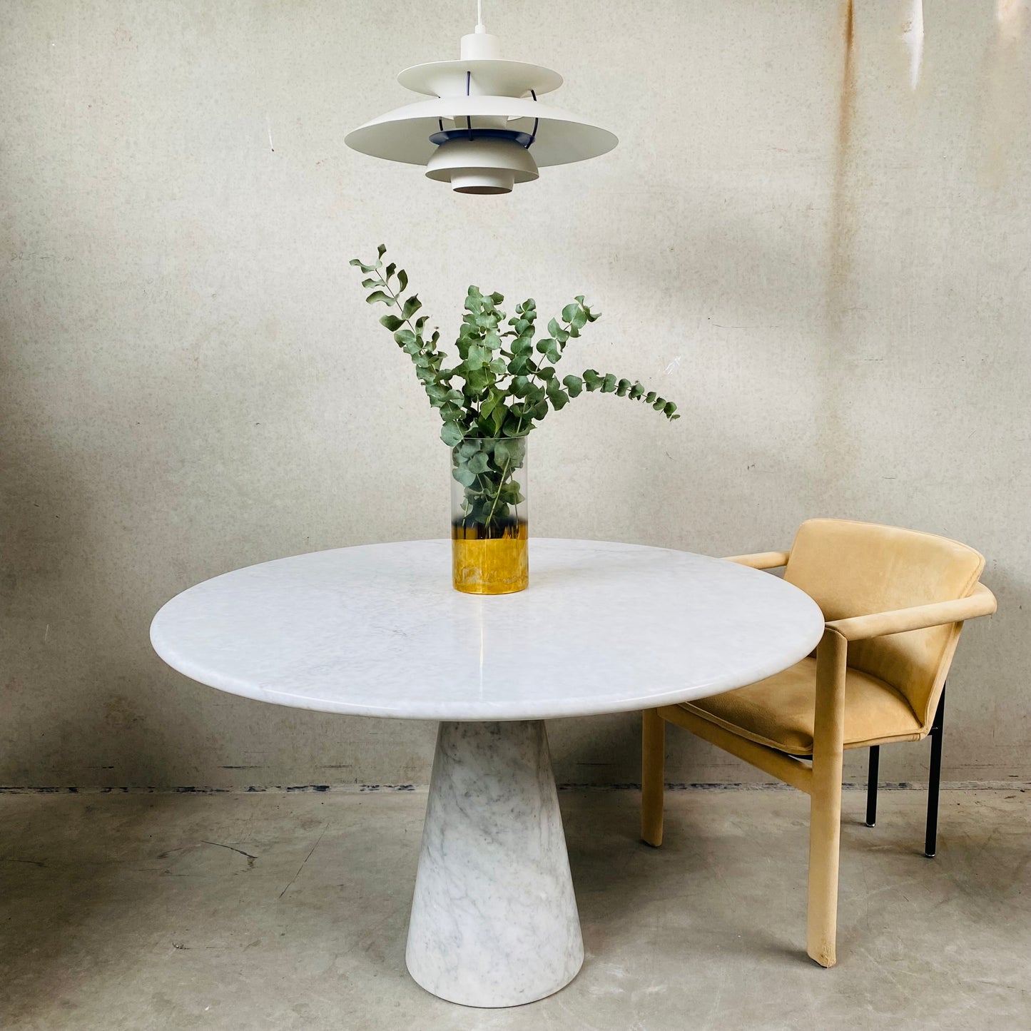 CARRARA MARBLE DINING TABLE BY ANGELO MANGIAROTTI, ITALY 1970S