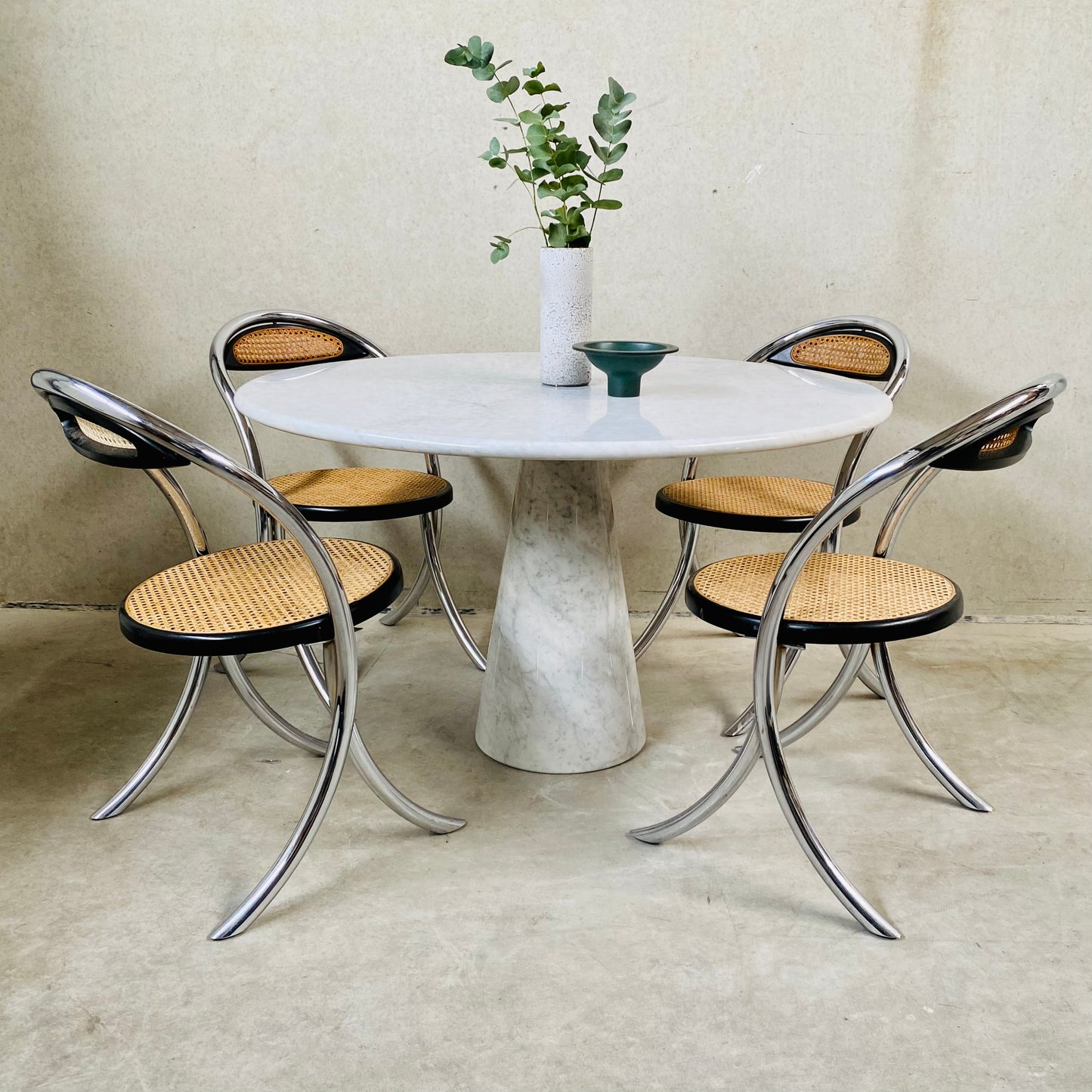 CARRARA MARBLE DINING TABLE BY ANGELO MANGIAROTTI, ITALY 1970S