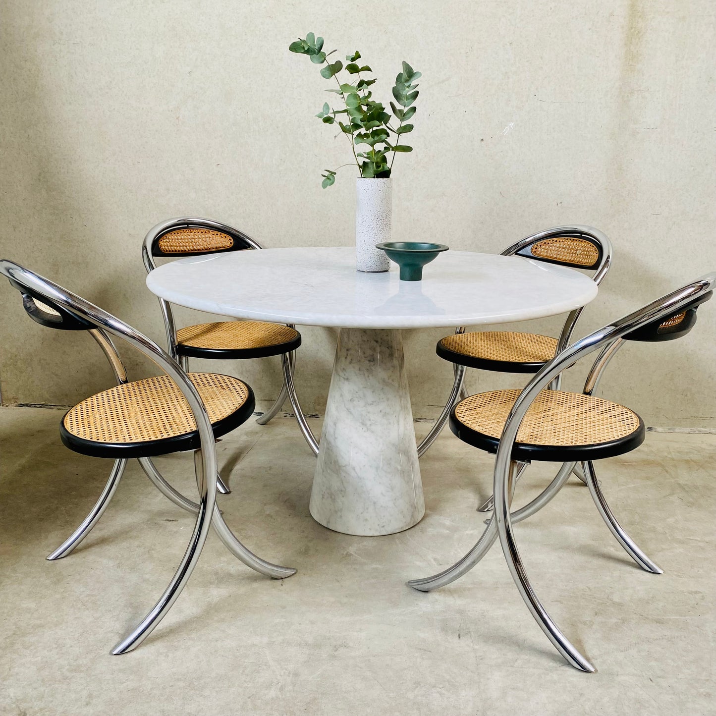 CARRARA MARBLE DINING TABLE BY ANGELO MANGIAROTTI, ITALY 1970S