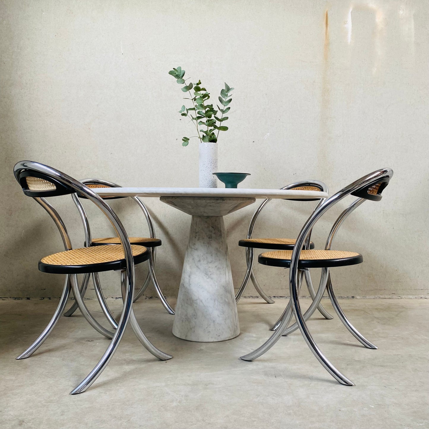 CARRARA MARBLE DINING TABLE BY ANGELO MANGIAROTTI, ITALY 1970S