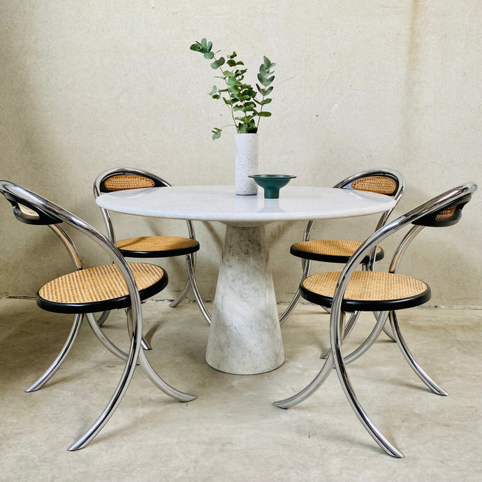 CARRARA MARBLE DINING TABLE BY ANGELO MANGIAROTTI, ITALY 1970S