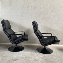 Load image into Gallery viewer, BLACK LEATHER SWIFFLE TULIP BASE LOUNGE ARM CHAIR &#39;F156&#39; BY GEOFFREY HARCOURT FOR ARTIFORT, NETHERLANDS 1970s
