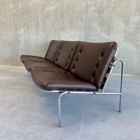 LEATHER THREE SEATER SOFA "OSAKA BZ12" BY MARTIN VISSER FOR 'T SPECTRUM, NETHERLANDS 1969S