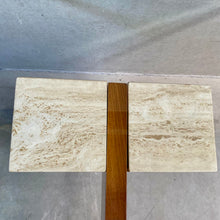 Load image into Gallery viewer, ITALIAN DESIGN TRAVERTIN DINING TABLE WITH GLASS TOP ARTEDI, ITALY 1970S
