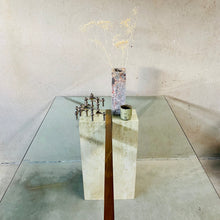 Load image into Gallery viewer, ITALIAN DESIGN TRAVERTIN DINING TABLE WITH GLASS TOP ARTEDI, ITALY 1970S
