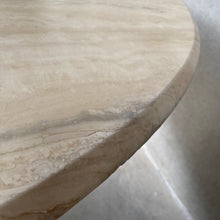 Load image into Gallery viewer, Large Round Travertine Dining Table With Rattan Base, Italy 1970
