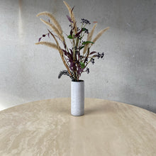 Load image into Gallery viewer, Large Round Travertine Dining Table With Rattan Base, Italy 1970
