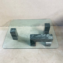 Load image into Gallery viewer, SOLID MARBLE AND PLEXIGLASS BASE COFFEE TABLE WITH GLASS TOP, NETHERLANDS 1980S
