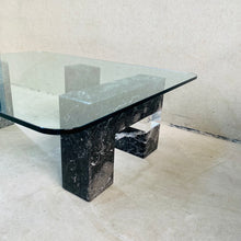 Load image into Gallery viewer, SOLID MARBLE AND PLEXIGLASS BASE COFFEE TABLE WITH GLASS TOP, NETHERLANDS 1980S
