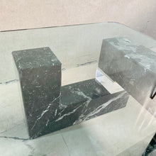 Load image into Gallery viewer, SOLID MARBLE AND PLEXIGLASS BASE COFFEE TABLE WITH GLASS TOP, NETHERLANDS 1980S

