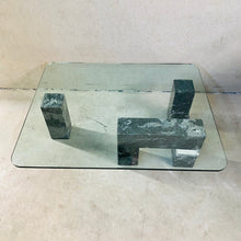Load image into Gallery viewer, SOLID MARBLE AND PLEXIGLASS BASE COFFEE TABLE WITH GLASS TOP, NETHERLANDS 1980S
