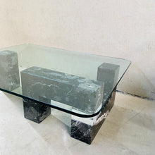Load image into Gallery viewer, SOLID MARBLE AND PLEXIGLASS BASE COFFEE TABLE WITH GLASS TOP, NETHERLANDS 1980S
