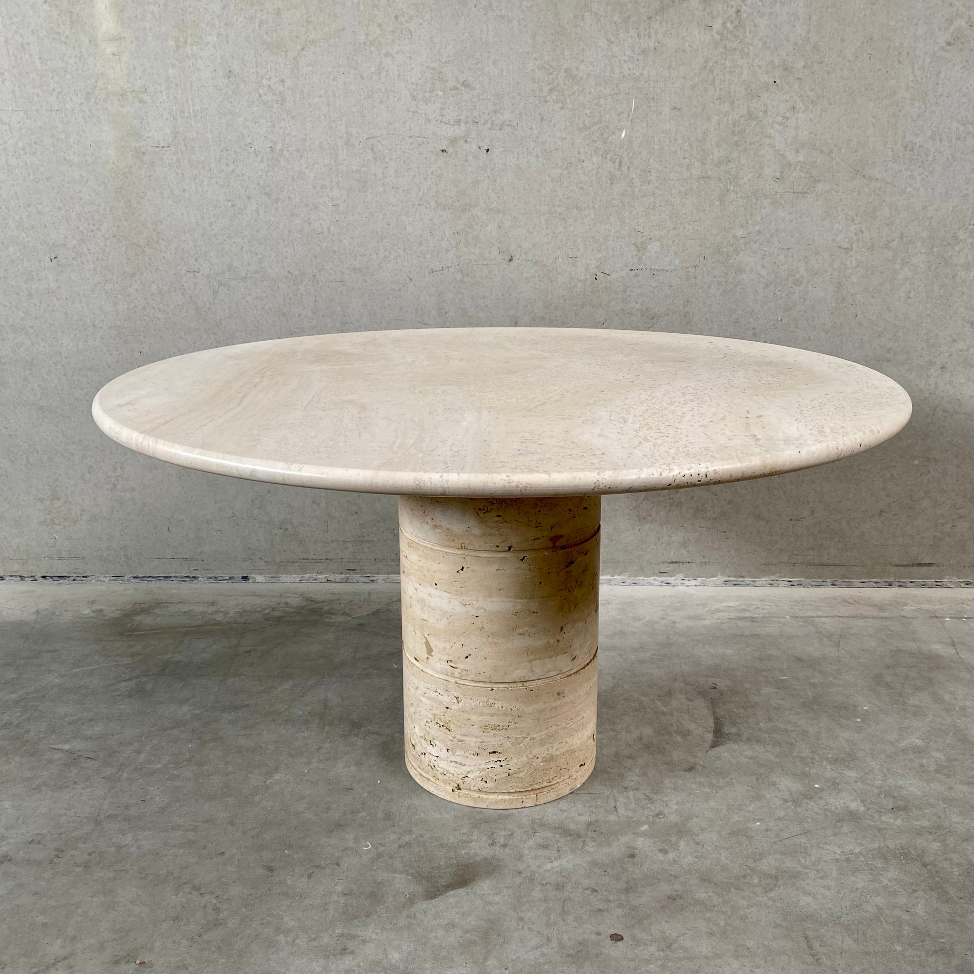 TRAVERTINE DINING TABLE BY ANGELO MANGIAROTTI FOR UP & UP, ITALY 1970S