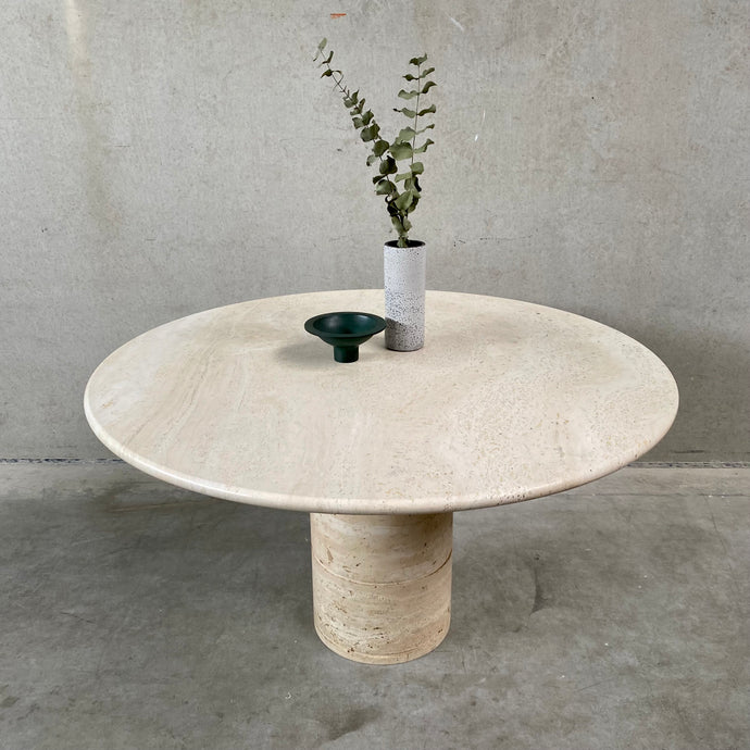 TRAVERTINE DINING TABLE BY ANGELO MANGIAROTTI FOR UP & UP, ITALY 1970S